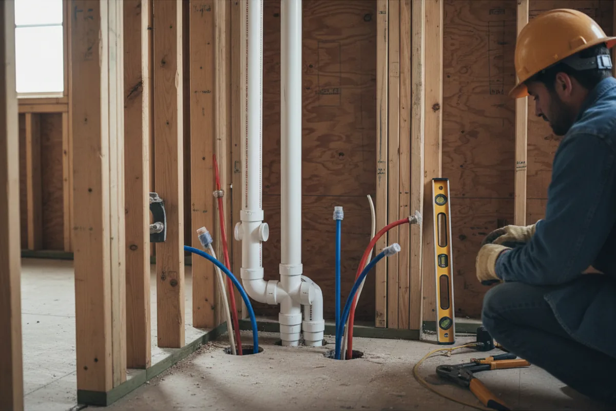Drain and supply rough-in during Garbage Disposal Repair in Kyle